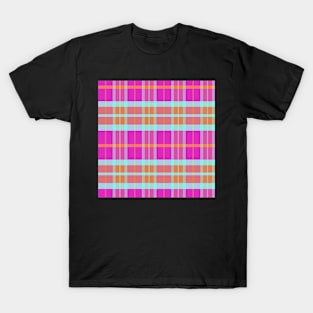 Neon Aesthetic Ossian 2 Hand Drawn Textured Plaid Pattern T-Shirt